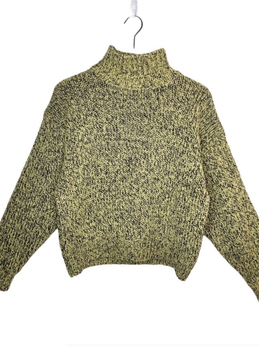 Vintage Chunky Lime Turtleneck Oversized Sweater M